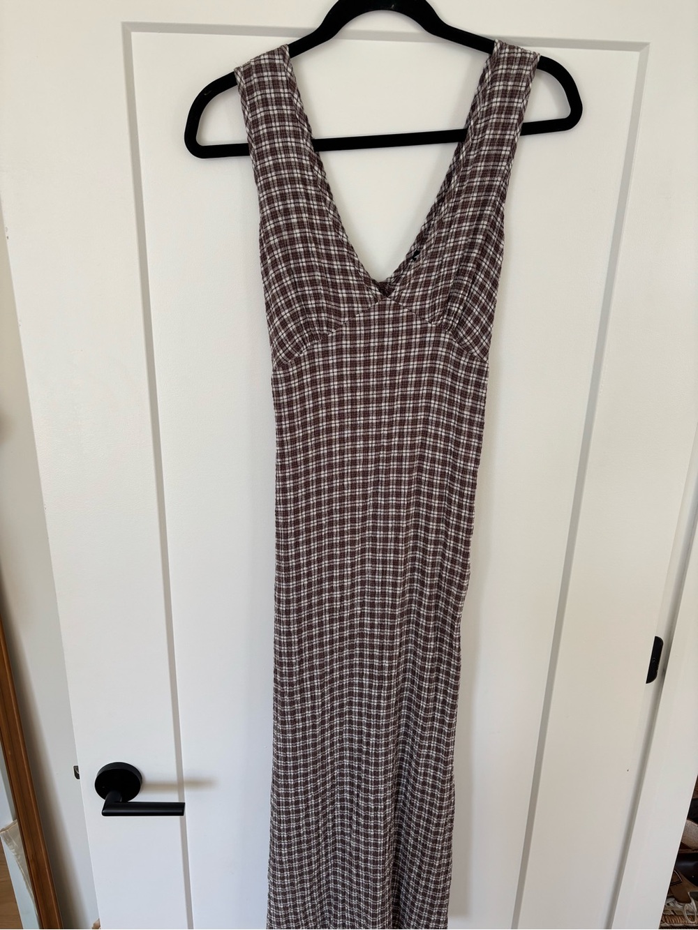 Afends Brown and White Gingham Maxi Dress